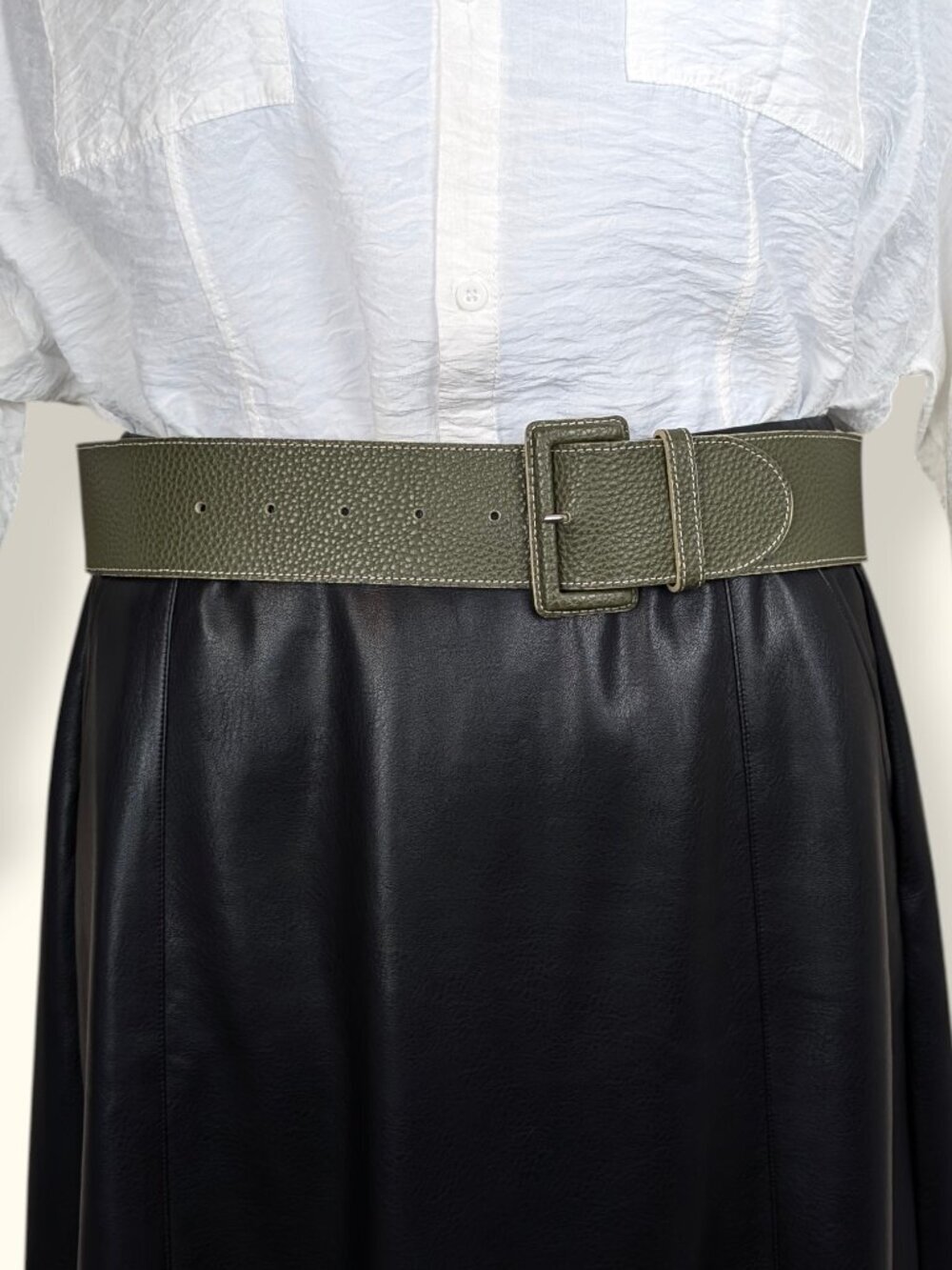 Green Textured Belt with Matching Buckle